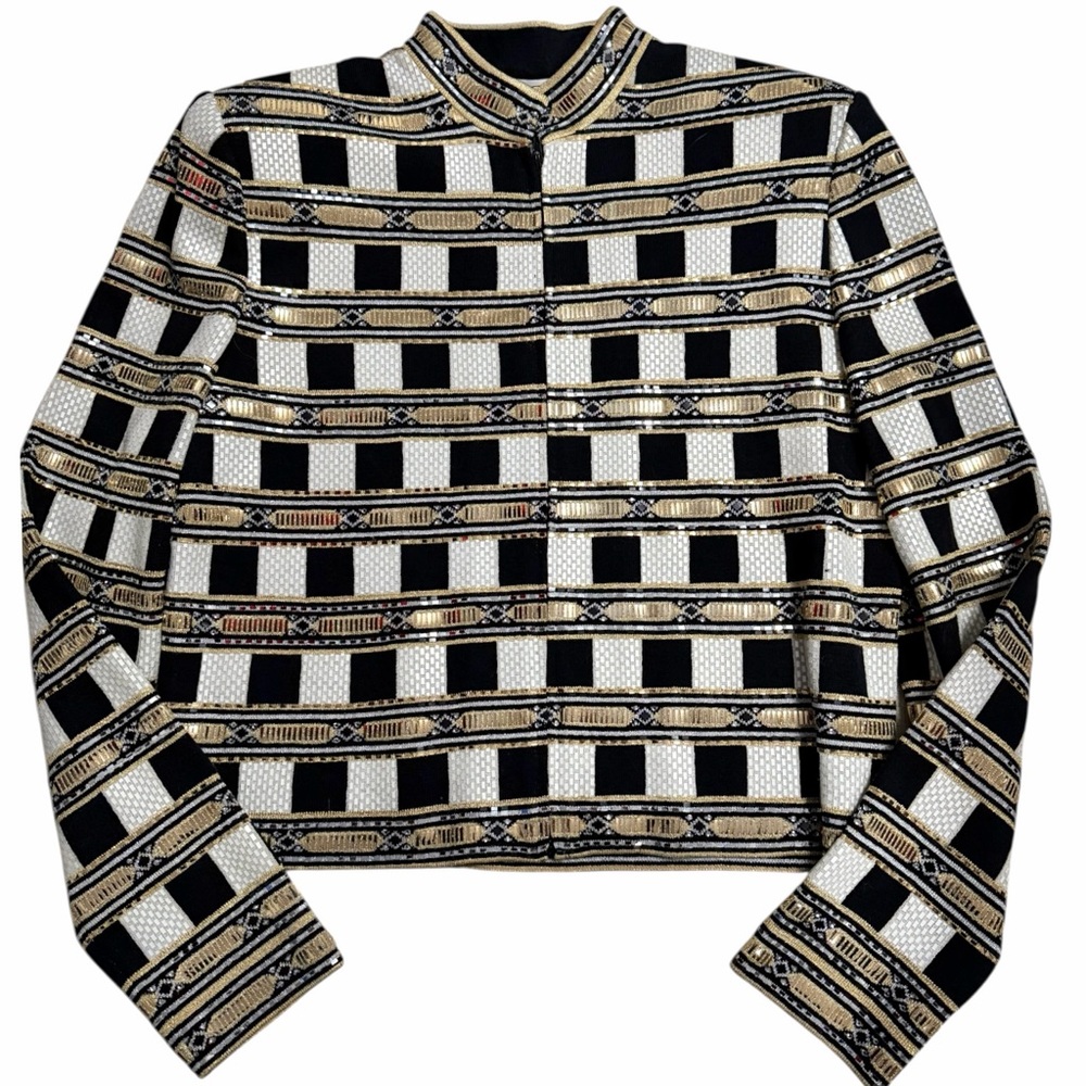 St. John Evening by Marie Gray Checkerboard Embellished Jacket